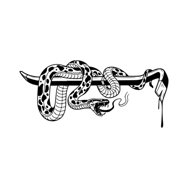 Ilustración Vectorial Una Palanca Con Una Serpiente — Vector de stock