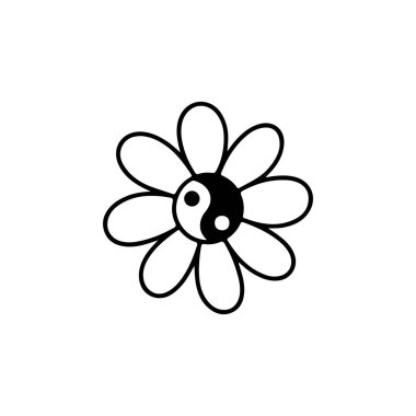 Yin yang sembollü bir çiçeğin vektör çizimi