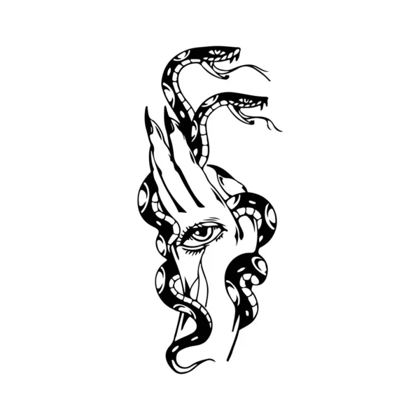 Illustration Vectorielle Une Main Avec Serpent — Image vectorielle