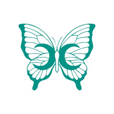 Ay konsepti ile kelebek vektör illüstrasyonu