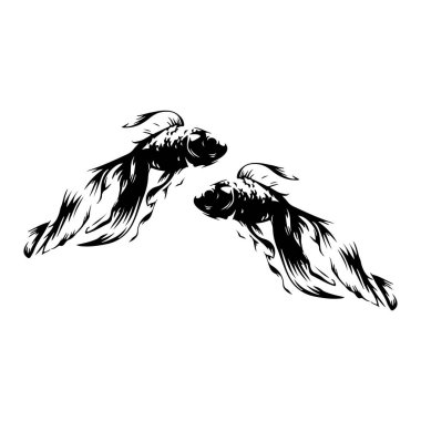 İki balık siluetinin vektör çizimi