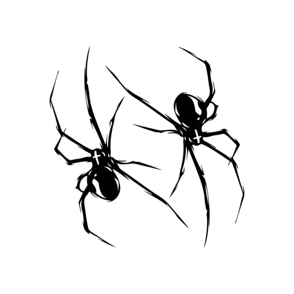 Vector Illustration Two Spider Silhouettes — Stock Vector