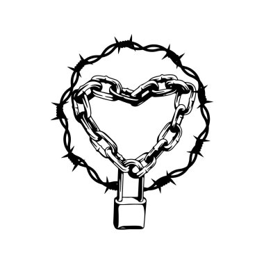 Zincirlerin ve dikenli tellerin vektör çizimi