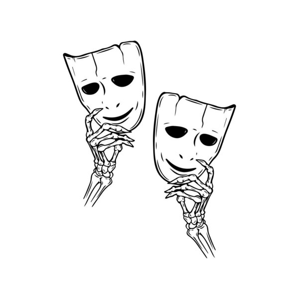 vector illustration of a hand holding a mask