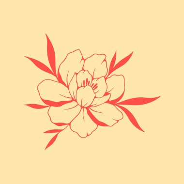  Yapraklı bir çiçeğin vektör çizimi