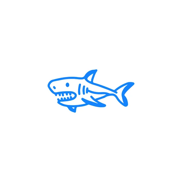 Έννοια Διάνυσμα Περίγραμμα Μπλε Εικόνα Καρχαρία Εικονογράφηση Αρχείου