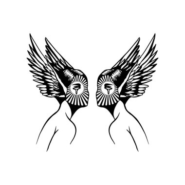 Kanat konsepti olan bir kadının vektör çizimi