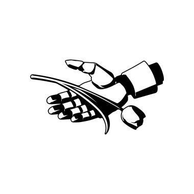 Gül tutan bir elin vektör illüstrasyonu