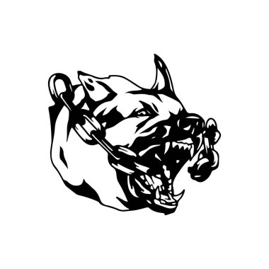  Zincirli vahşi bir köpeğin vektör çizimi