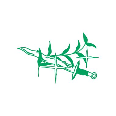 vector illustration of a dagger with a leaf