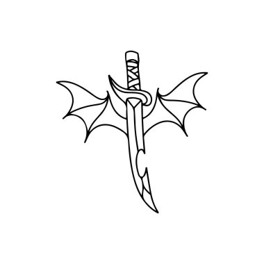vector illustration of a sword with bat wings