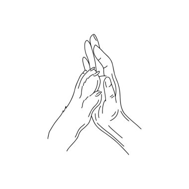 vector illustration of human hand and dog hand