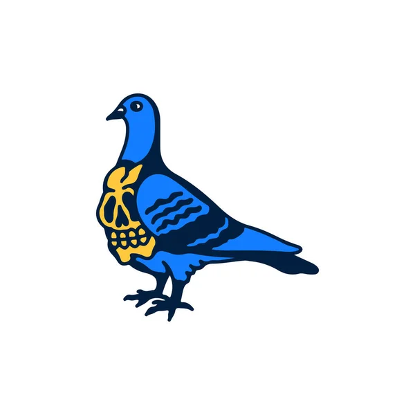 vector illustration of a dove with a skull