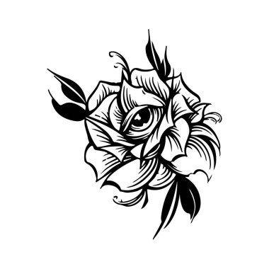 vector illustration of a rose with eyes