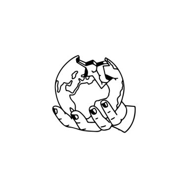 vector illustration of hand with globe