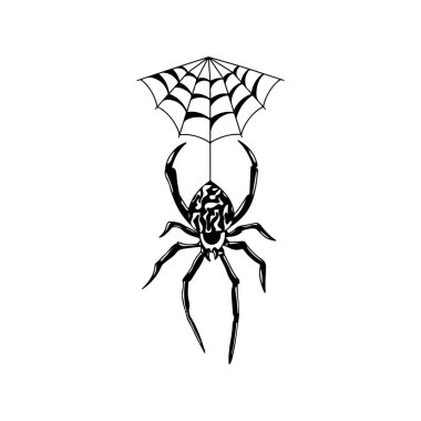 vector illustration of spider with web concept