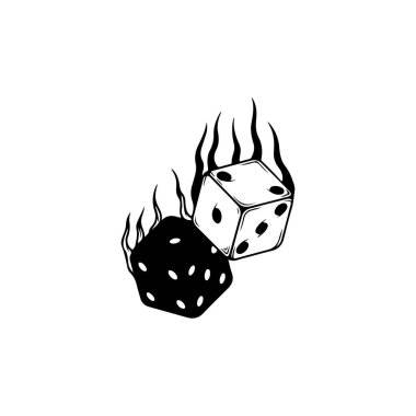 vector illustration of dice with fire concept