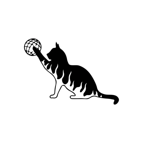 Μαύρη Γάτα Σιλουέτα Διανυσματική Απεικόνιση Εικονογράφηση Αρχείου