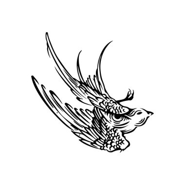dövme kavramı kuş vektör illüstrasyonu