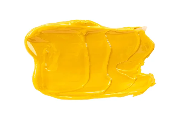 Beyaz Arka Planda Izole Edilmiş Parlak Sarı Fırça Sarı Suluboya — Stok fotoğraf