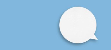white paper with speech bubbles isolated on blue background communication bubbles design.