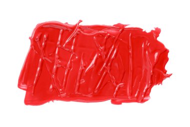 Beyaz arka planda parlak kırmızı bir fırça izole edilmiş. Kırmızı suluboya.