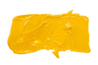 Beyaz arka planda izole edilmiş parlak sarı fırça. Sarı suluboya.