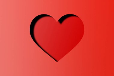 red paper cut heart shape festive valentines day.