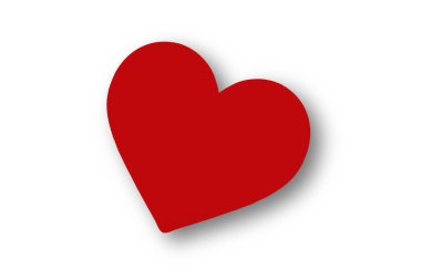 Red paper cut heart shape isolated on white background, Valentine's Day celebration.