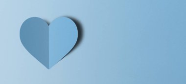 light blue paper Cut into a heart shape, Valentine's Day festival.