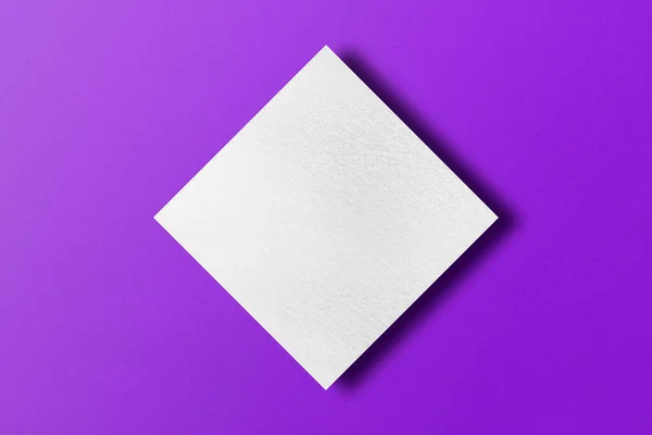 Paper Cut Square Shapes Light Shadow Placed Purple Paper Background — Fotografia de Stock