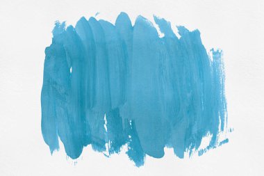 light blue brush isolated on white paper background light blue water color