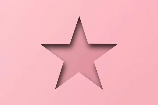 Pink Paper Cut Holes Stars Overlaid Light Shadow — Stock Photo, Image