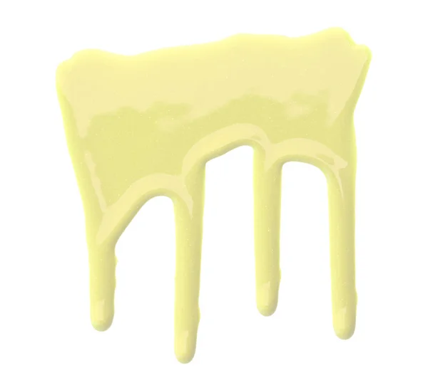 Light Yellow Color Pigment Flowing Isolated White Background Close — Φωτογραφία Αρχείου
