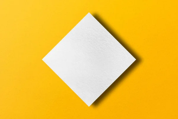 Paper Cut Square Shapes Light Shadow Placed Yellow Paper Background — Stok fotoğraf