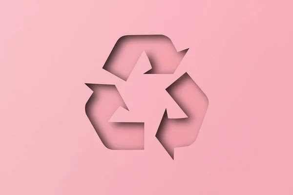 Rózsaszín Papír Lyukasztott Vágott Újrahasznosított Formák Elszigetelt Rózsaszín Papír Háttér — Stock Fotó