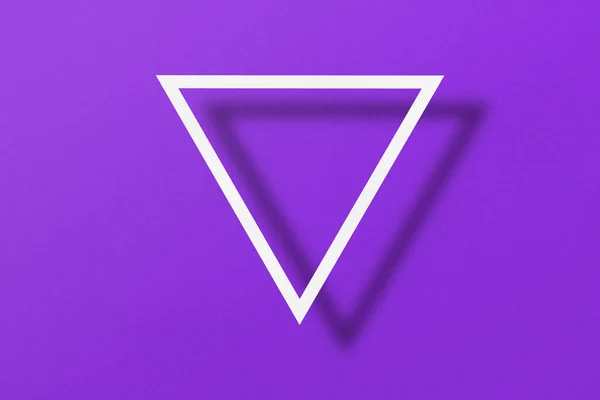 Белая Бумага Вырезанная Треугольную Форму Играющая Кнопка Установленная Фиолетовом Фоне — стоковое фото