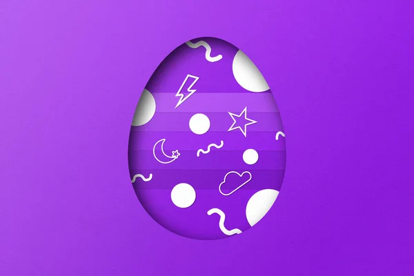 Papel Púrpura Cortado Para Formar Patrón Huevo Pascua — Foto de Stock