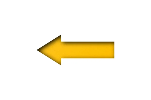 Flecha Papel Amarillo Aislada Sobre Fondo Papel Blanco —  Fotos de Stock