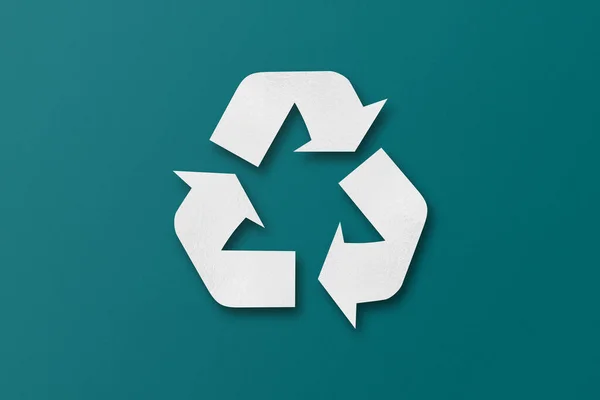 White Paper Cut Recycled Shapes Isolated Green Paper Background — Stockfoto