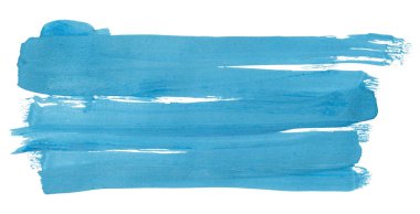 Parlak açık mavi fırça beyaz arkaplanda izole edilmiş. Mavi suluboya.