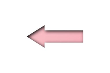 beyaz kağıt arkaplanda izole edilmiş pembe kağıt ok