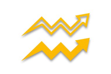 graph paper yellow arrows isolated on white background