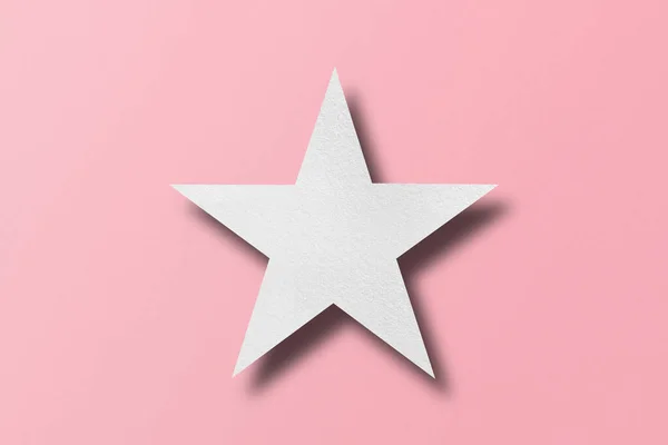Paper Cut Star Shape Light Shadow Placed Pink Paper Background — Stock Photo, Image