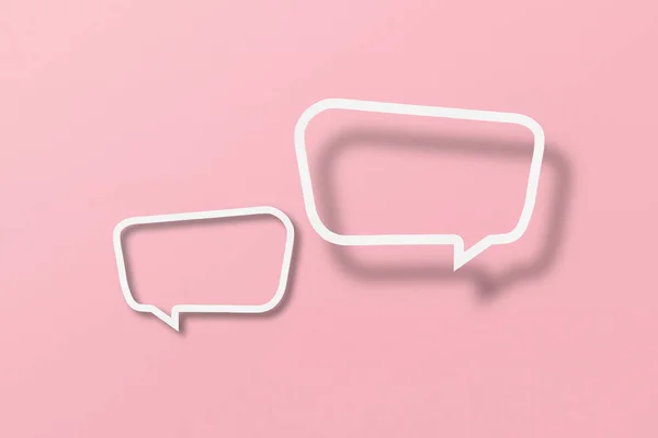 Wit Papier Uitgesneden Spraak Bel Vorm Ingesteld Roze Papier Achtergrond — Stockfoto