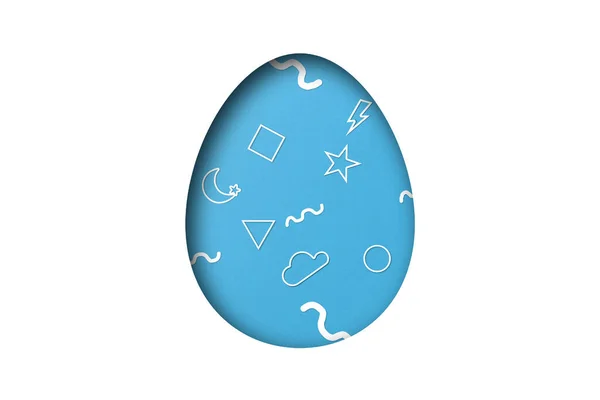 Light Blue Paper Cut Form Easter Egg Pattern Overlay Paper — Stock Photo, Image