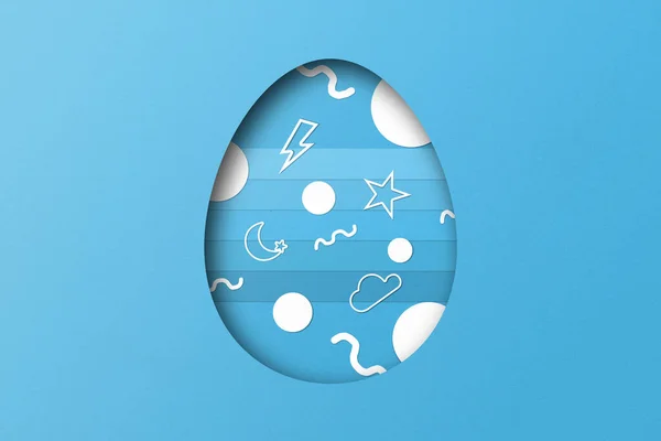Light Blue Paper Cut Form Easter Egg Pattern — Stock Photo, Image