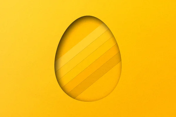 Yellow Paper Cut Form Easter Egg Pattern — Stock Photo, Image