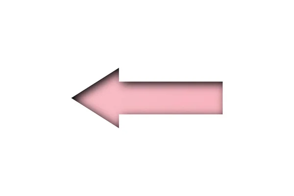 Flecha Papel Rosa Aislada Sobre Fondo Papel Blanco — Foto de Stock
