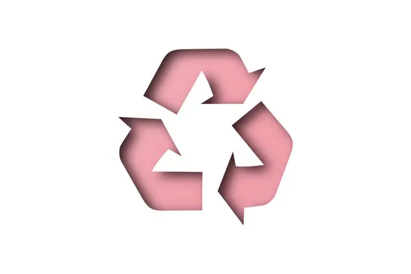 Rózsaszín Papír Lyukasztott Újrahasznosított Formák Elszigetelt Fehér Alapon — Stock Fotó
